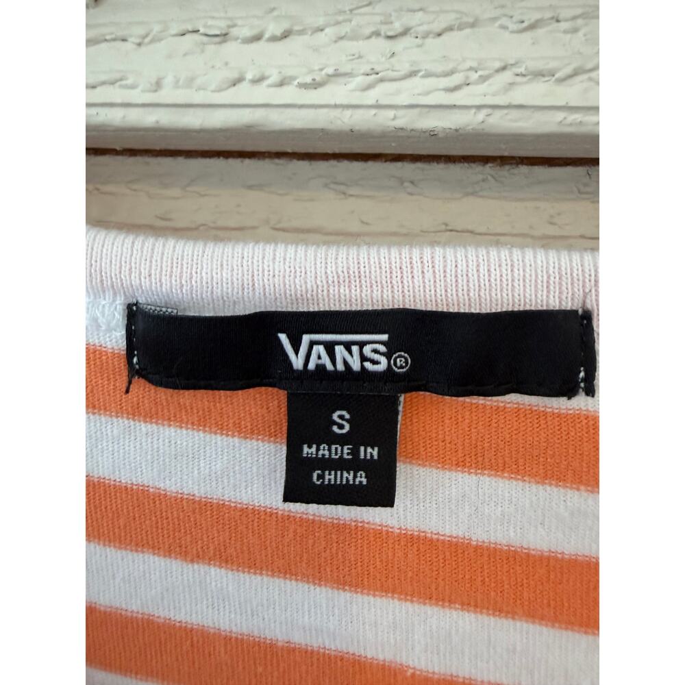 Vans Orange & White Striped Lemon Patch Tee Small - Picture 6 of 7